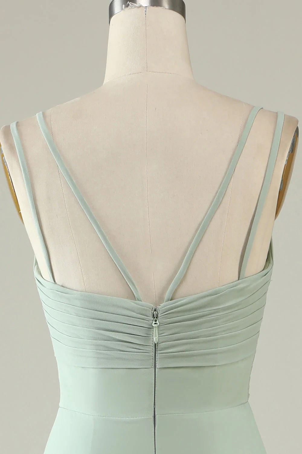 Mermaid Draped Spaghetti Straps Chiffon Bridesmaid Dress