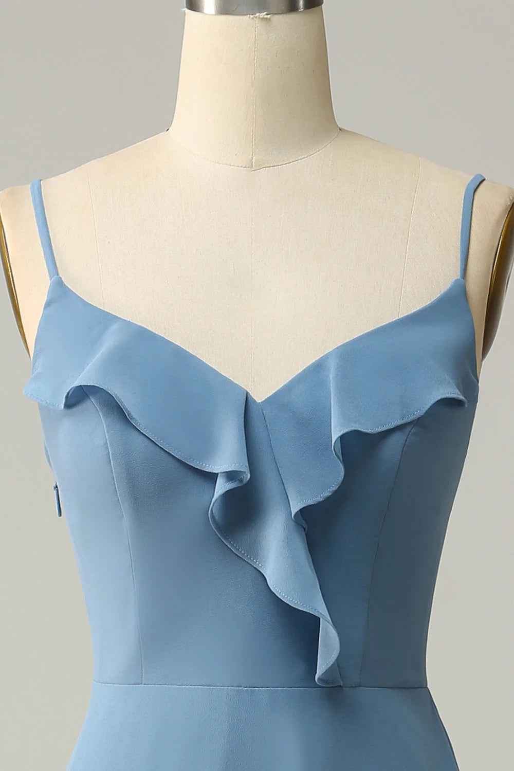 A Line Spaghetti Straps Floor Length Bridesmaid Dress with Ruffles