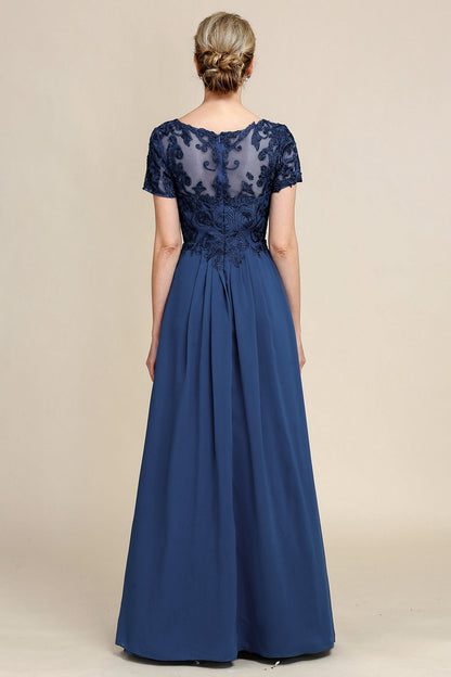 A Line V Neck Long Mother of Bride Dress with Appliques