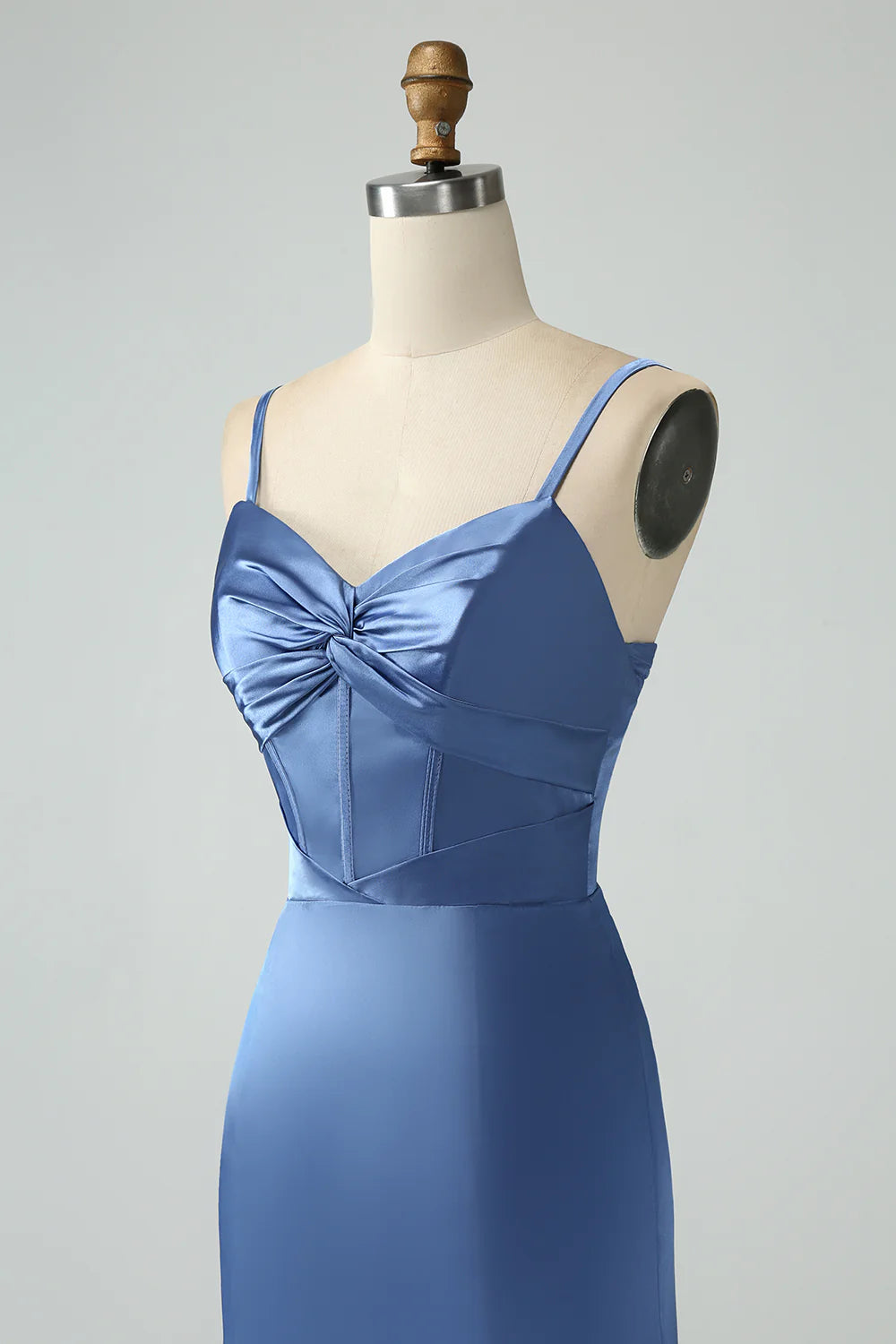 Mermaid Spaghetti Straps Lace-up Back Bridesmaid Dress With Slit