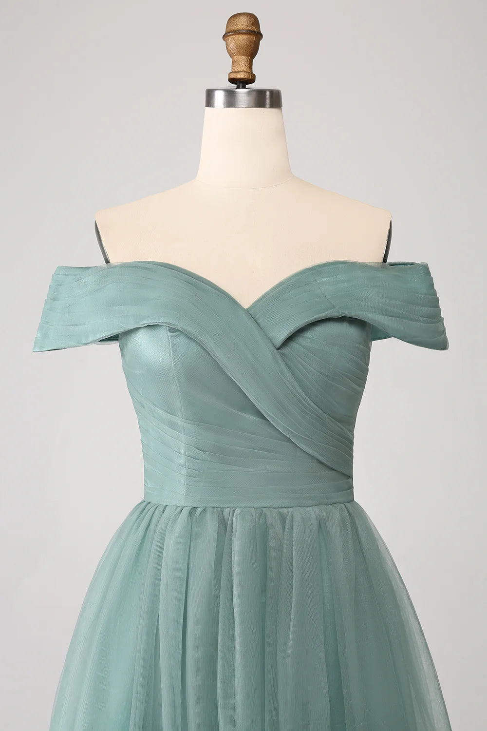A-Line Off The Shoulder Pleated Tiered Maxi Dress