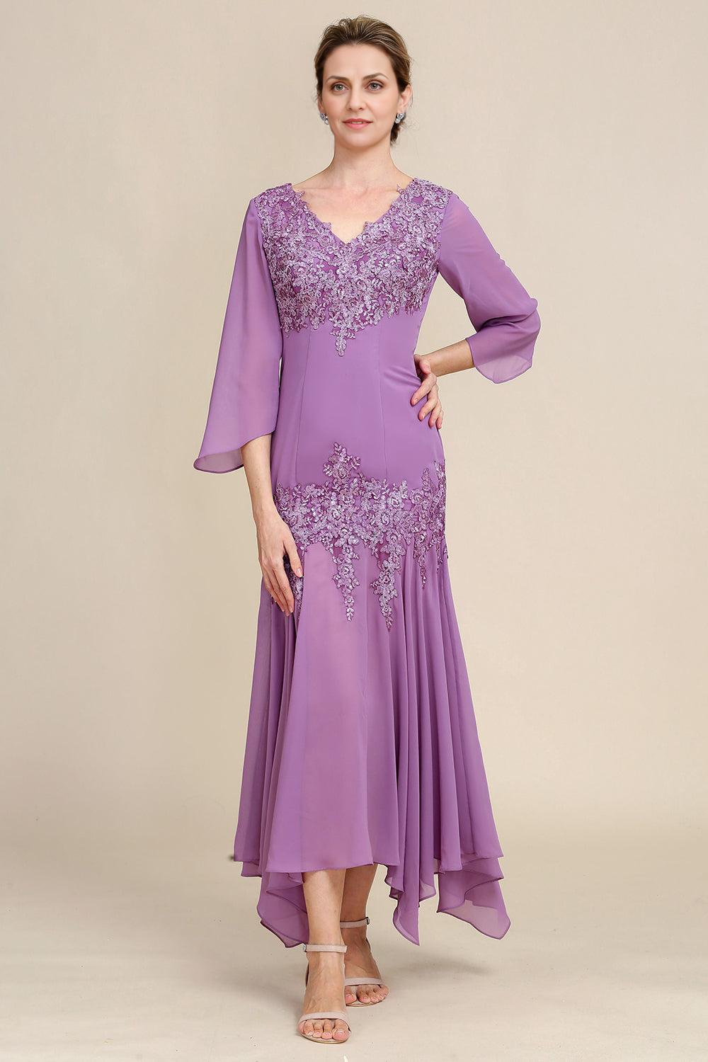 Mermaid Chiffon Mother of the Bride Dress with Lace