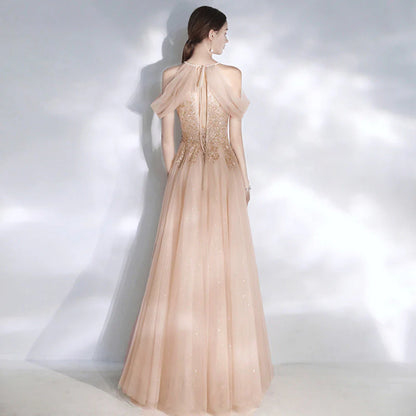A-line long elegant and noble thin gauze cocktail party ball dress evening dress