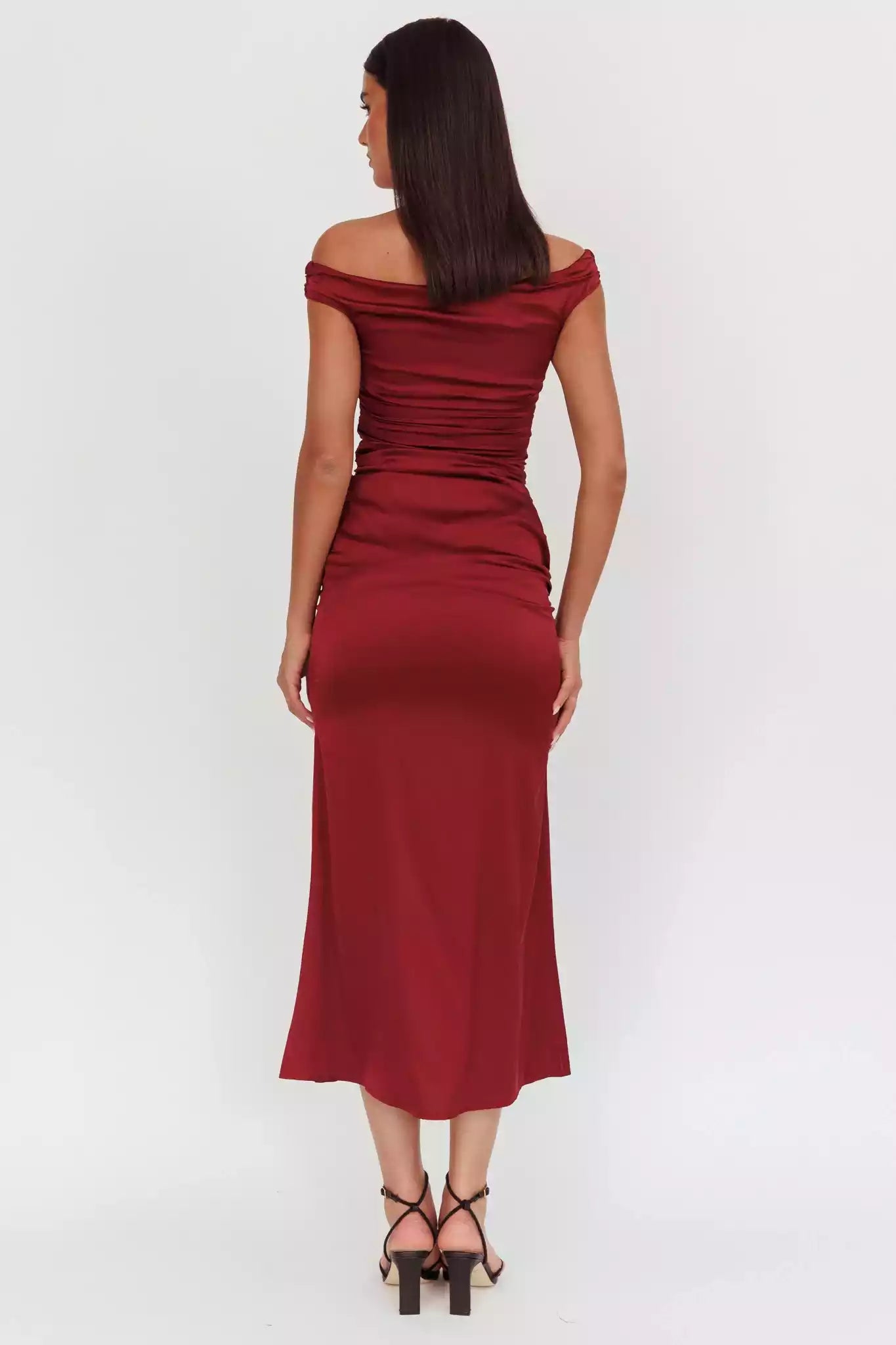 Heartwarming Partial Lining Shoulderless Satin Side Zipper Bridesmaid Dresses