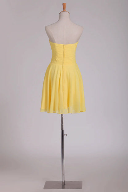 Sweet A-line chiffon embellished beads and ruffled edge short/mini dress