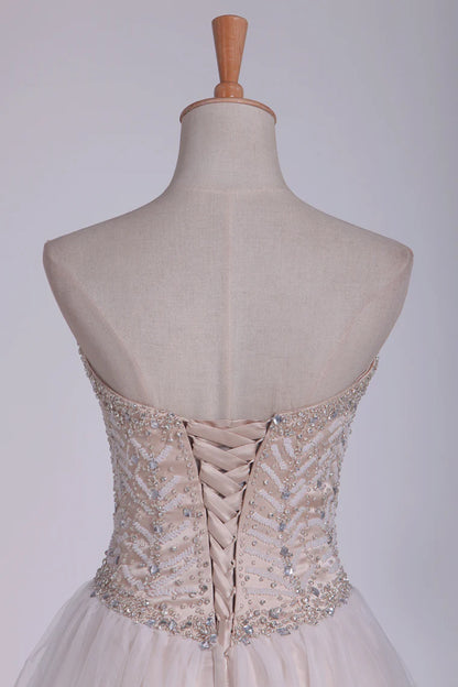 Elegant and Noble Beaded Shoulderless Prom Party Dress