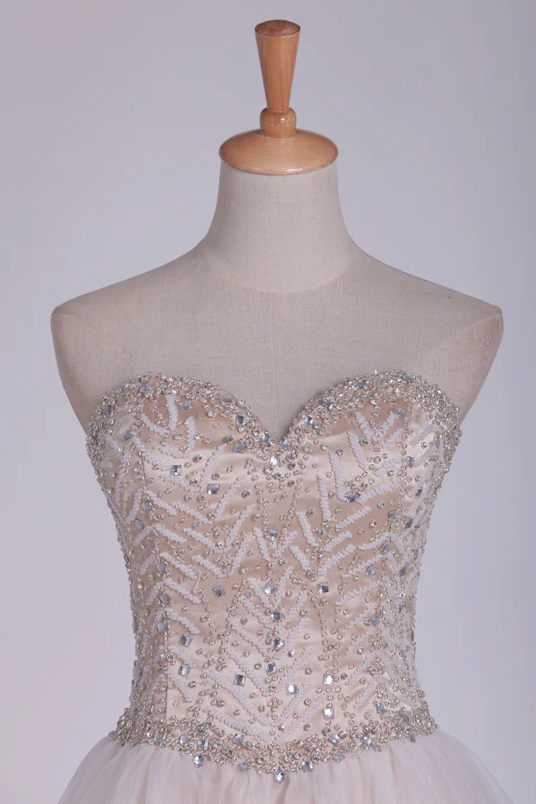 Elegant and Noble Beaded Shoulderless Prom Party Dress