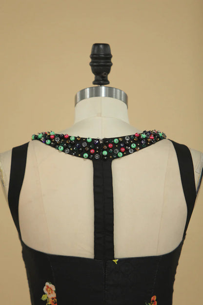 Elegant classical sleeveless camisole embellishments with jewelry lace party ball cocktail dress