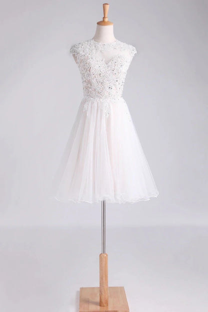 Short mini A-line sheer trimmed dress