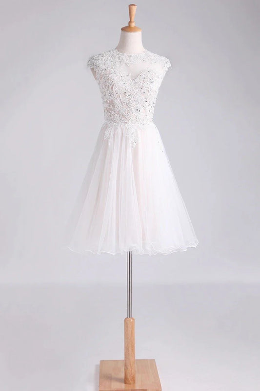 Short mini A-line sheer trimmed dress