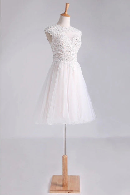 Short mini A-line sheer trimmed dress