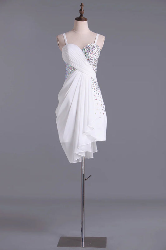 Sleeved Mini Italian Noodle Strap Ruffle Edge Bead Dress