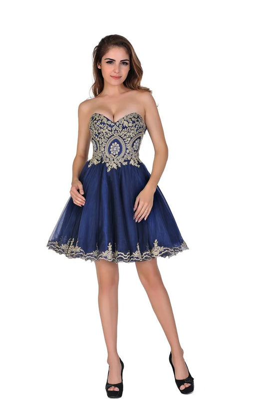 A-row princess style sweet chiffon sticker return dress