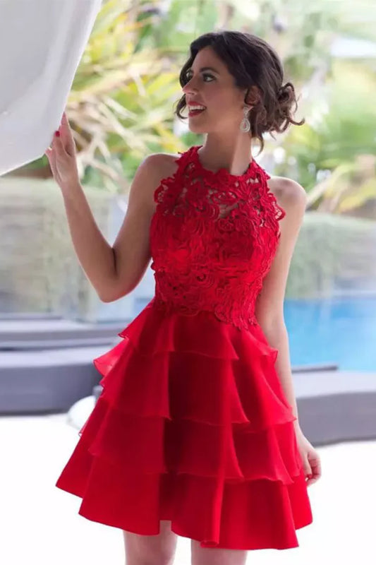 A-line Lace Short Mini Homecoming Party Cocktail Ball Customized Dress