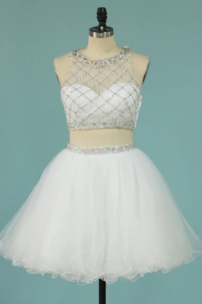Hot selling sweet dress Scoop A-line beaded tight sheer short mini style