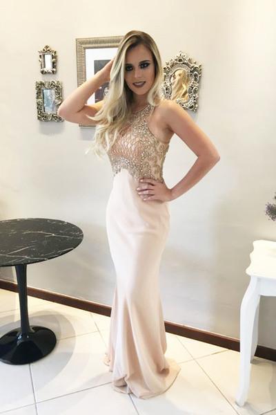 Ivory white elegant chiffon beaded mermaid bridesmaid long ball dress