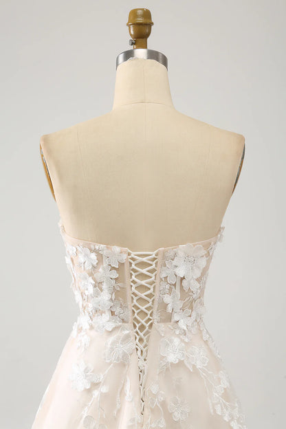 A Line Sweetheart Long Corset Wedding Dress With