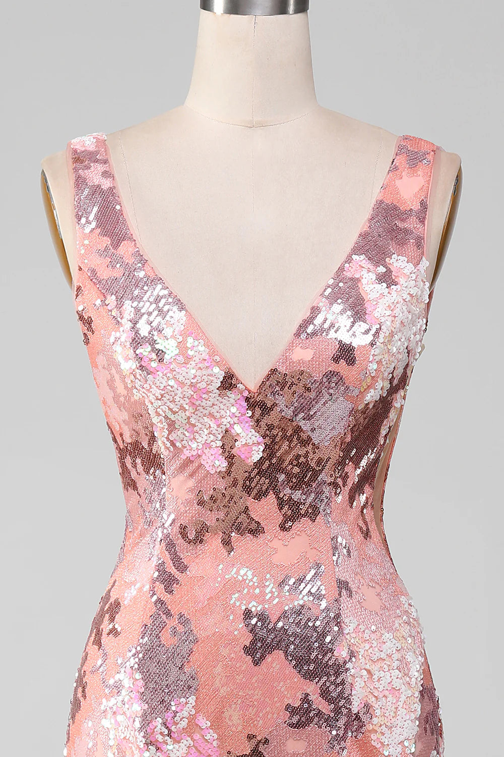 Powder blusher Sequins Mermaid Long Slim Fit Prom Dress