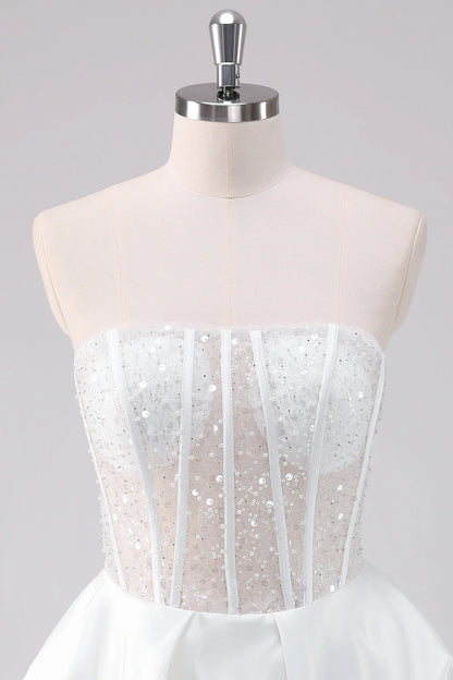 White A Line Strapless Corset Short Homecoming Dress