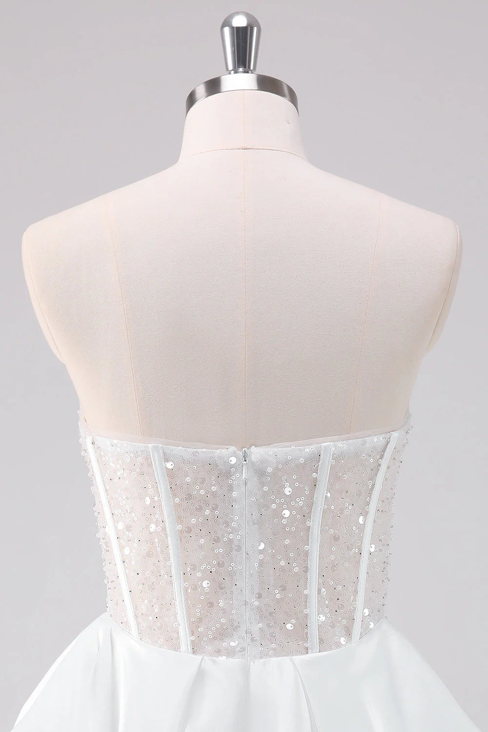 White A Line Strapless Corset Short Homecoming Dress