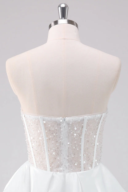 White A Line Strapless Corset Short Homecoming Dress