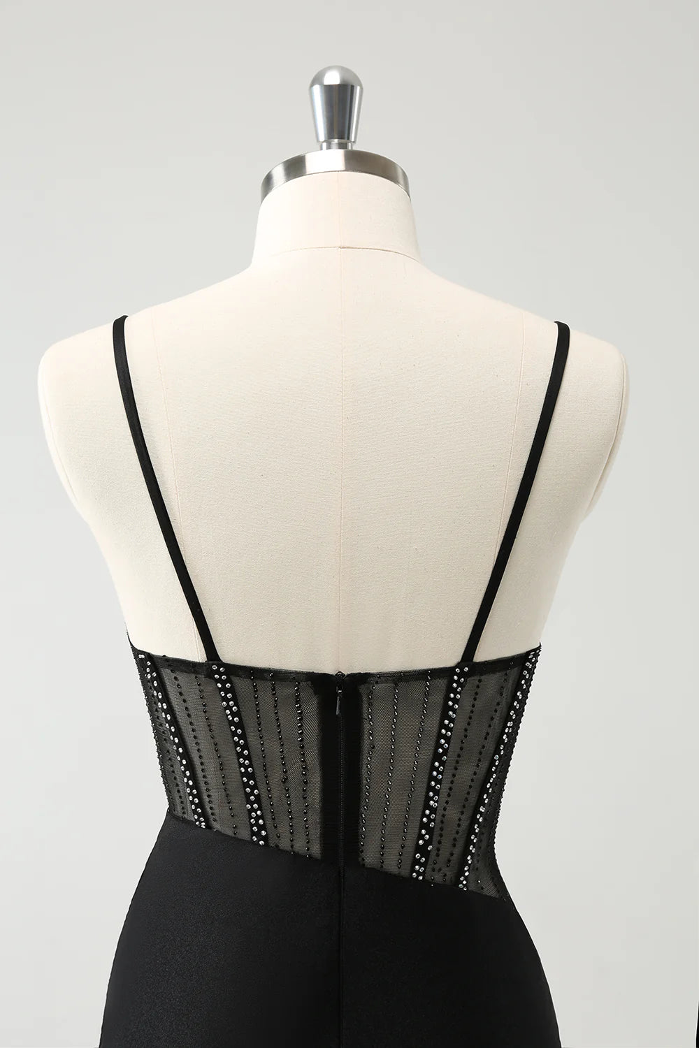 Black Tight Short Spaghetti Straps Corset Homecoming Dresses