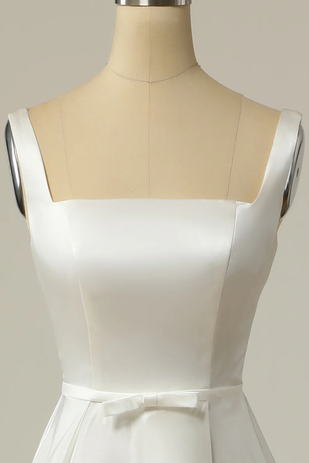 A Line Square Neck White Long Wedding Dress