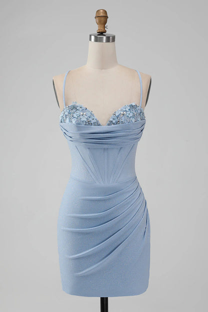 Bodycon Spaghetti Straps Corset Short Homecoming Dress