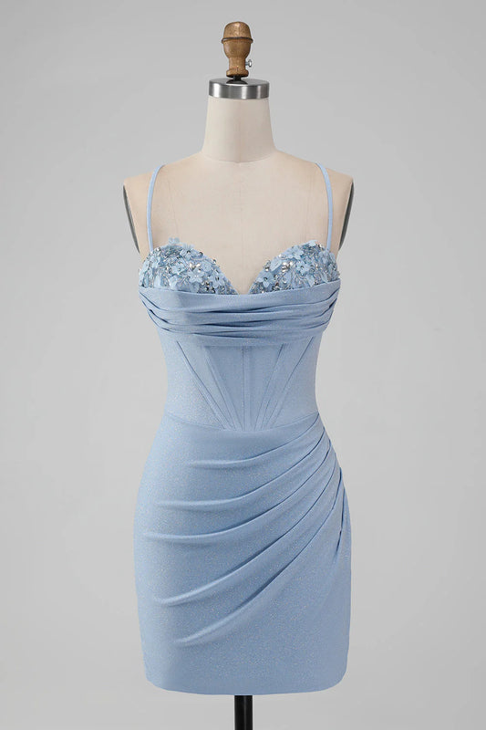 Bodycon Spaghetti Straps Corset Short Homecoming Dress