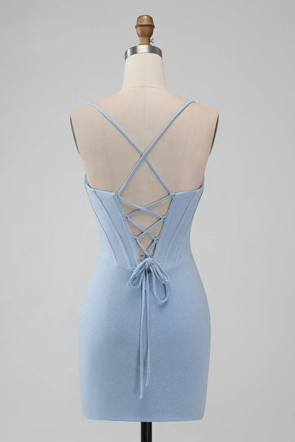 Bodycon Spaghetti Straps Corset Short Homecoming Dress