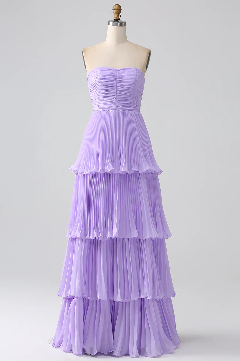 A-Line Sweetheart Tiered Floor Length Chiffon Bridesmaid Dress