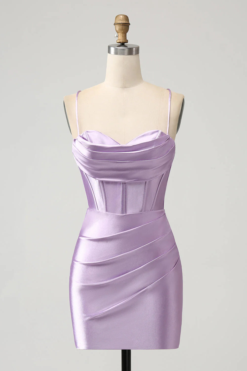 Bodycon Spaghetti Straps Corset Satin Short Homecoming Dress