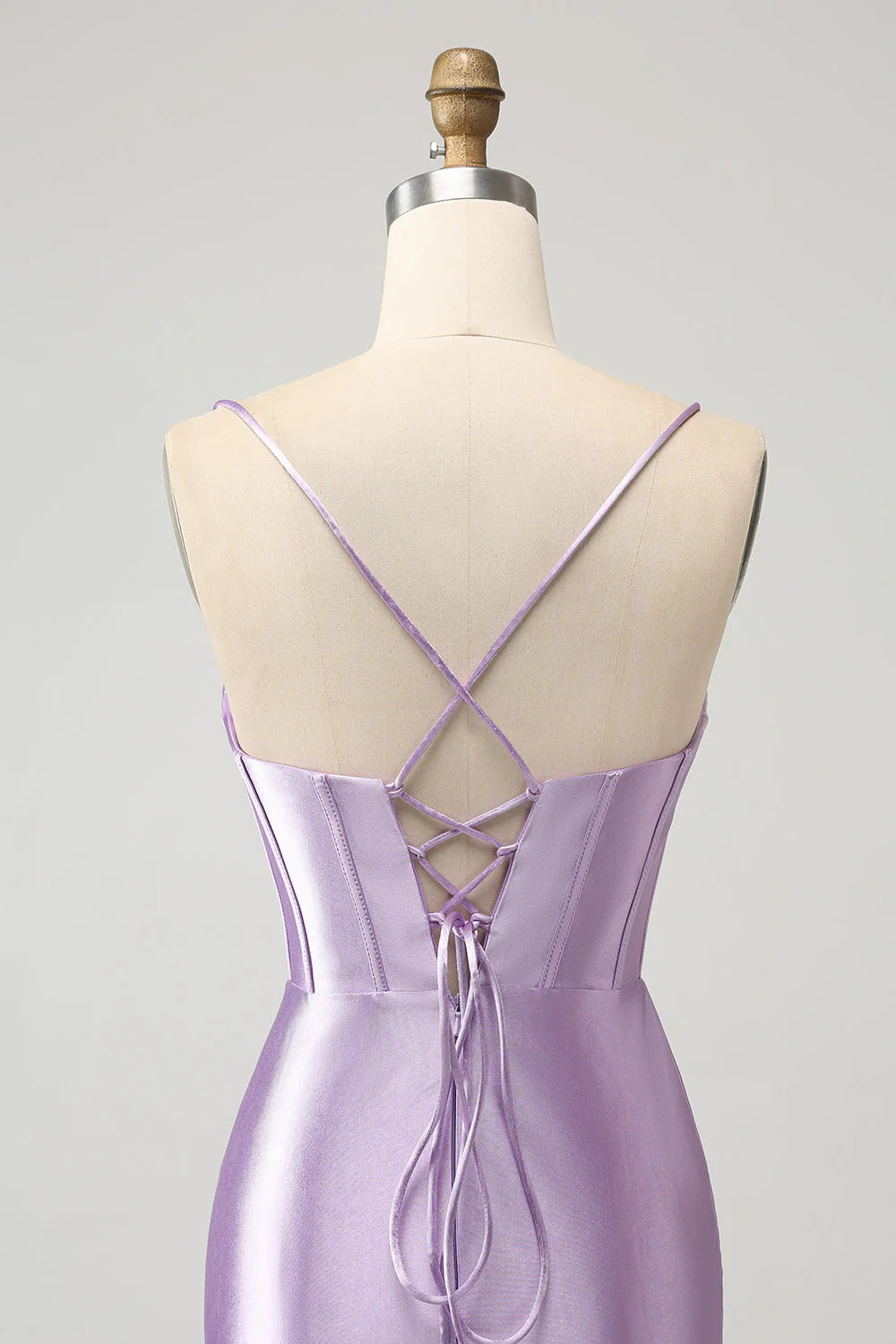 Bodycon Spaghetti Straps Corset Satin Short Homecoming Dress