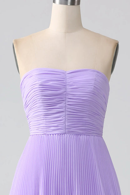 A-Line Sweetheart Tiered Floor Length Chiffon Bridesmaid Dress