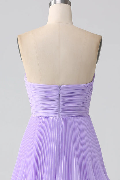 A-Line Sweetheart Tiered Floor Length Chiffon Bridesmaid Dress