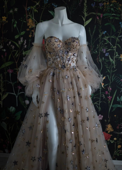 Long sleeved Sweet and Elegant Ball Dress A Series Long Evening Dress