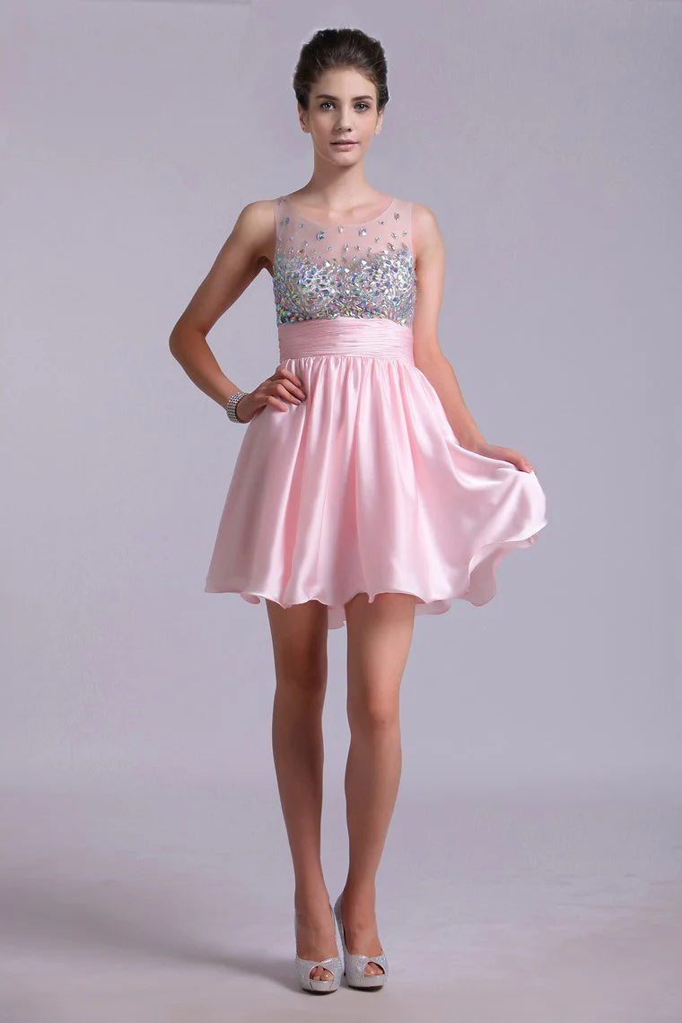 Cute Homecoming Party Dress Sitting Round Top Chiffon Short Skirt/Mini Skirt