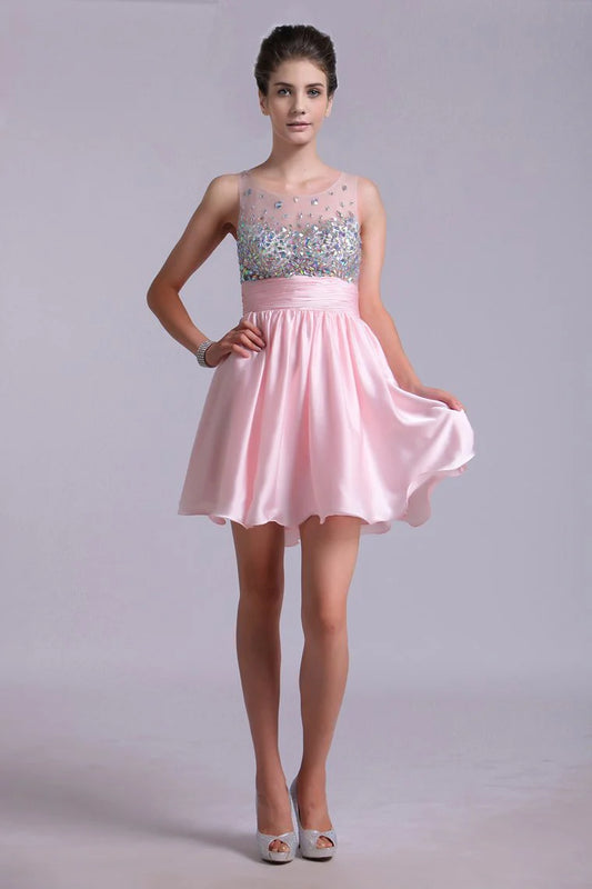 Cute Homecoming Party Dress Sitting Round Top Chiffon Short Skirt/Mini Skirt