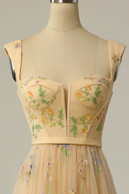 Cute Sweetheart Shoulder Straps Back to School Party Dress A-line sheer tea length