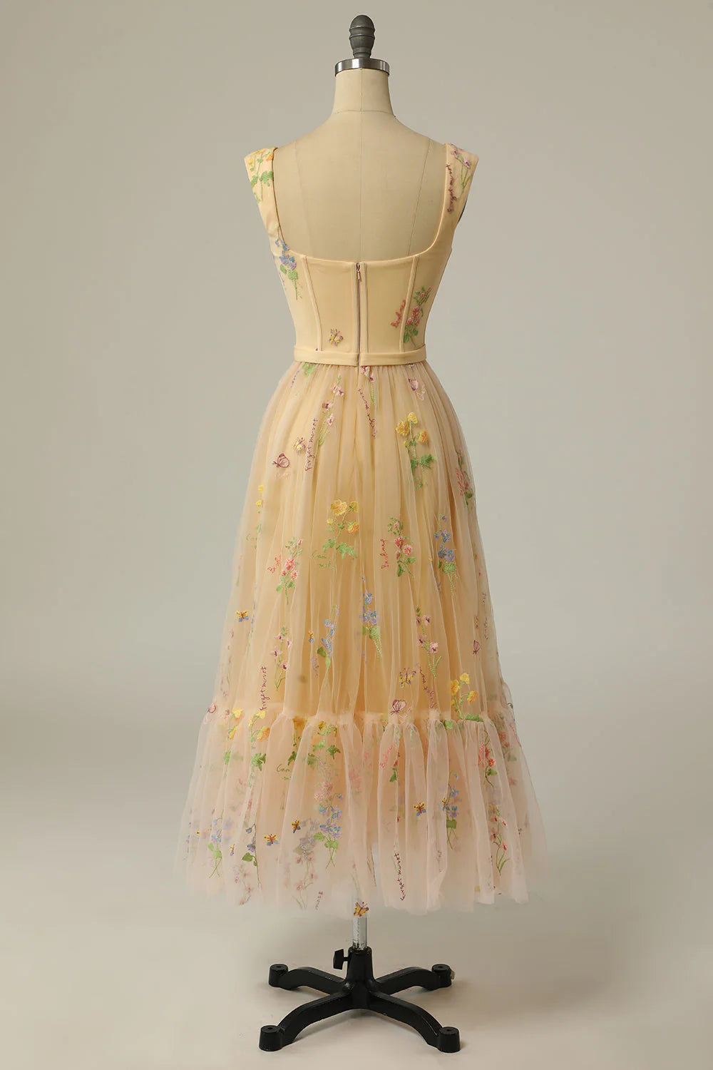 Cute Sweetheart Shoulder Straps Back to School Party Dress A-line sheer tea length