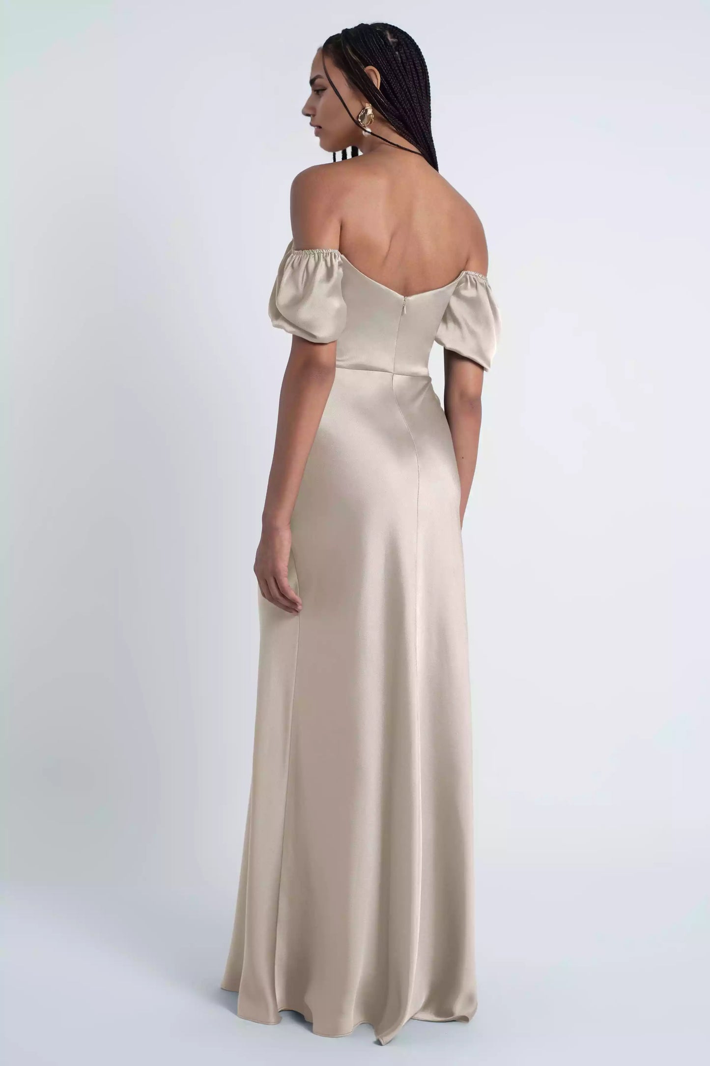 Luxurious satin straight neckline hanging tight corset, one shoulder tight corset, back mid zip Bridesmaid Dresses
