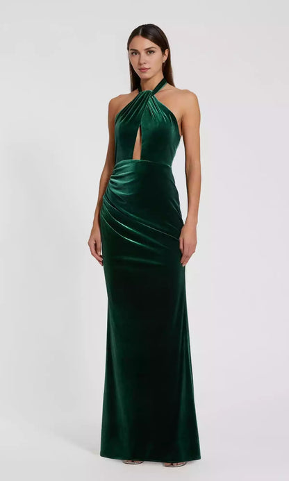 Luxurious velvet high neck suspender style hollow neck strap ideal choice Prom Dresses