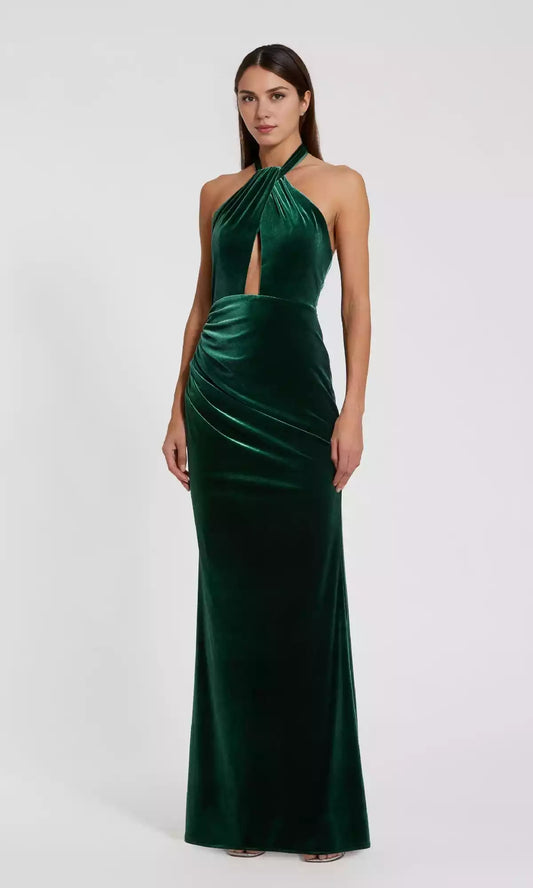 Luxurious velvet high neck suspender style hollow neck strap ideal choice Prom Dresses