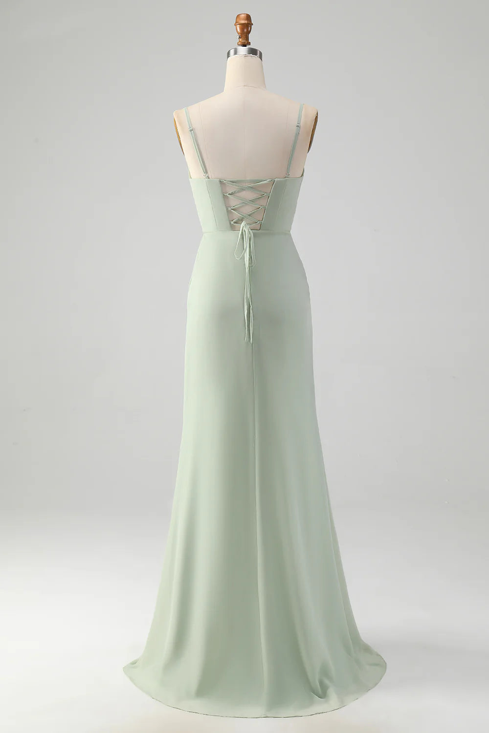 Sheath Spaghetti Straps Floor Length Chiffon Bridesmaid Dress