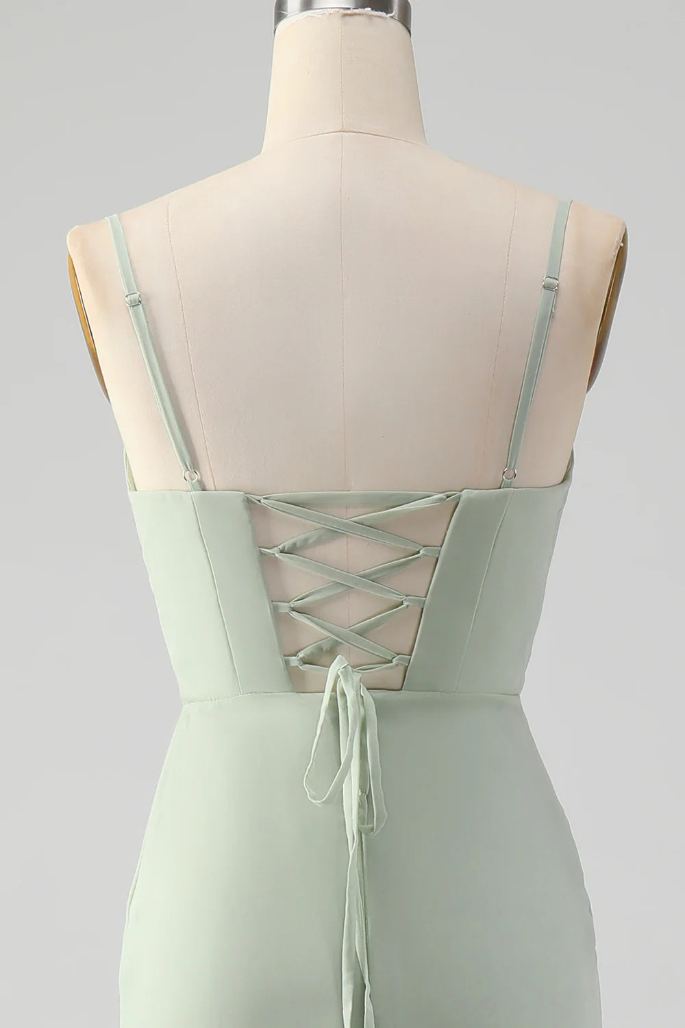 Sheath Spaghetti Straps Floor Length Chiffon Bridesmaid Dress