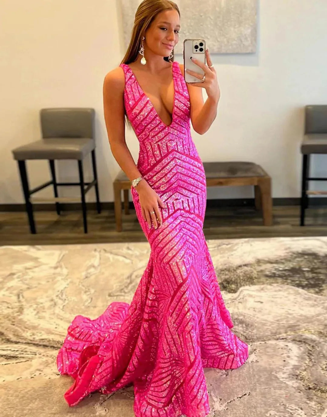 Sexy elegant slim fit mermaid sequin mesh ball dress