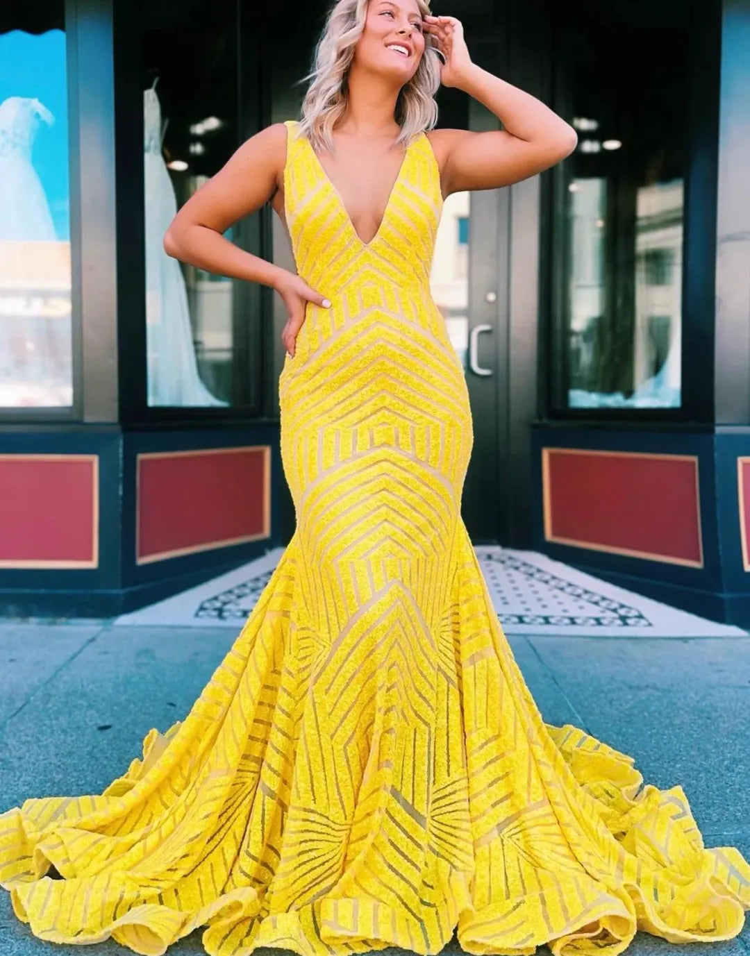 Sexy elegant slim fit mermaid sequin mesh ball dress