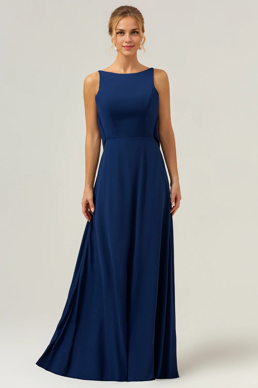 Mermaid backless long chiffon slim fit sleeveless bridal mother dress