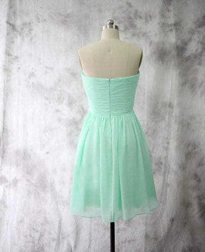Mint Chiffon Party Dress Short Bridesmaid Dress