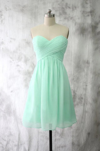Mint Chiffon Party Dress Short Bridesmaid Dress